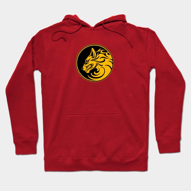 Growling Yellow and Black Wolf Circle Hoodie by jeffbartels